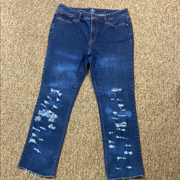 JT JOHN’S BAY Straight Leg Women's Distressed Blue Jeans Size 12 - Picture 1 of 6